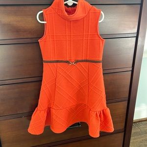 Janie and Jack orange dress with horsebit detail at waist